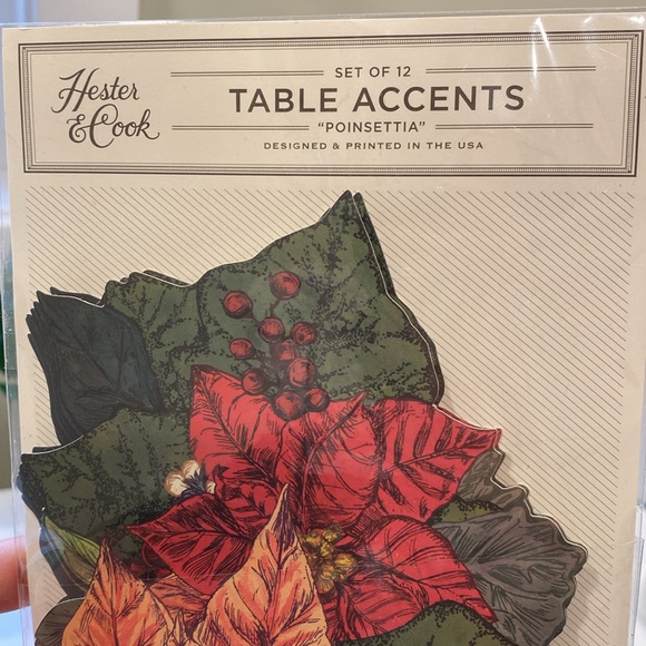 Hester & Cook "Poinsettia" Table Accents set of 2 packages "NWT - Picture 4 of 8